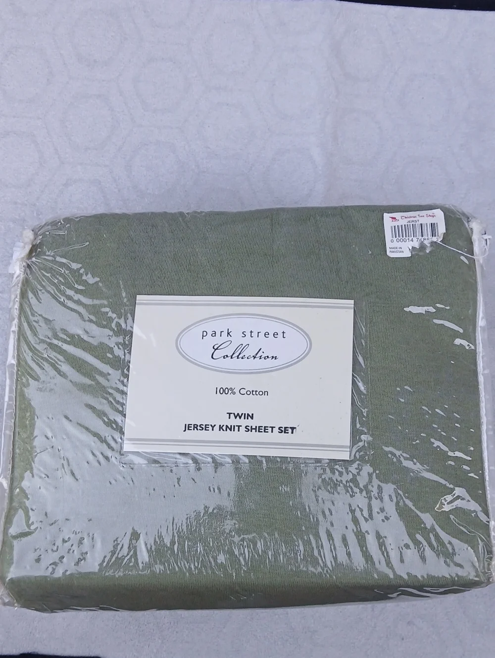 Park Street Collection Twin Jersey Knit Sheet Set - Olive Green New